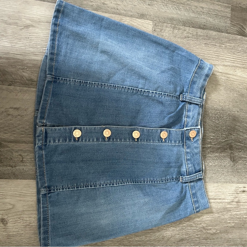 Denim Button-Front Skirt